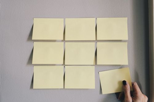 Yellow sticky notes on the wall